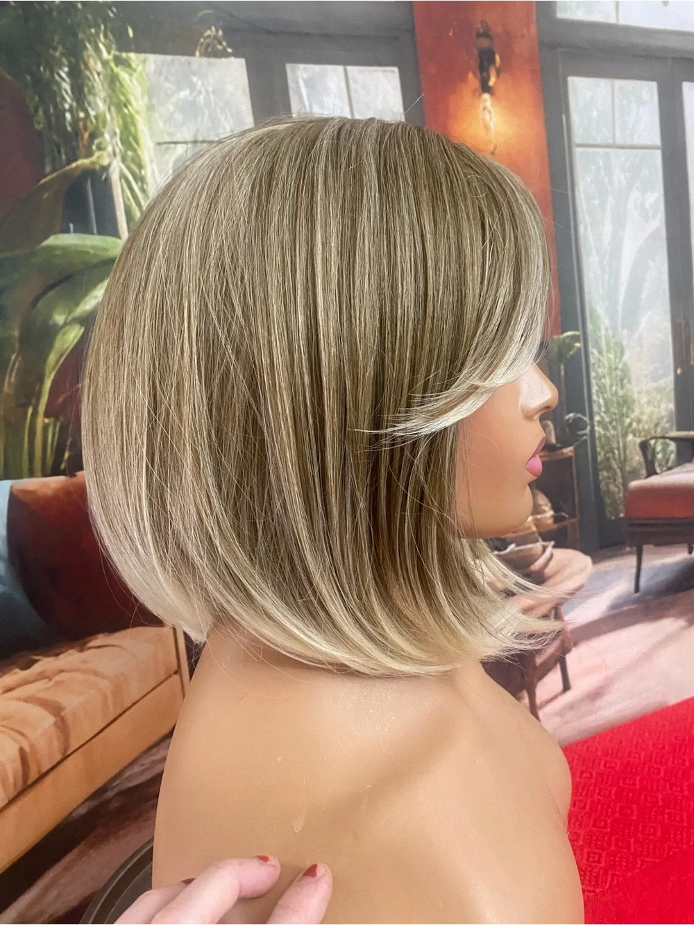 Blonde Layered Bob Wig with Side-Swept Bangs